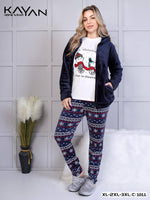 Winter Cozy Pajama Set with Fleece Jacket - Blue