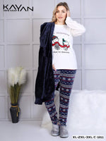 Winter Cozy Pajama Set with Fleece Jacket - Blue