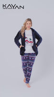 Winter Cozy Pajama Set with Fleece Jacket - Blue